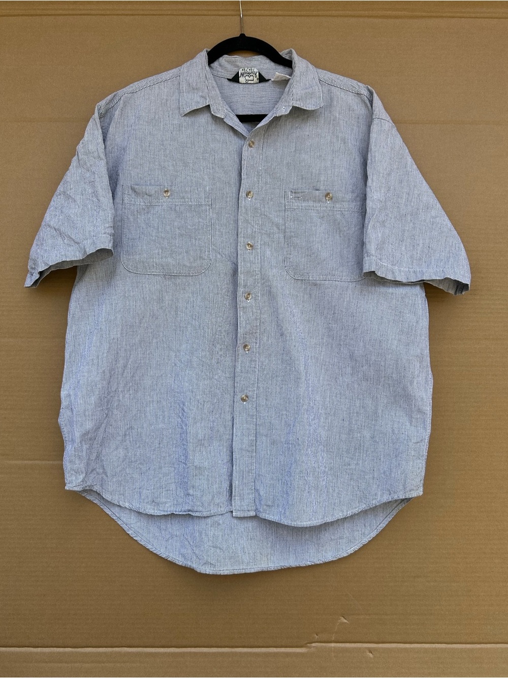 VTG 80s 90s Woolrich Button Down Shirt Men’s XL Short Sleeves Striped Grey
